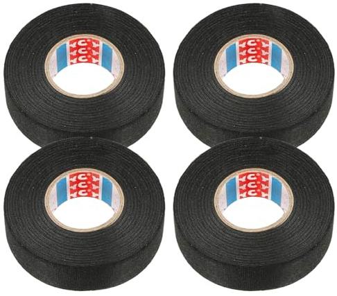 4 Stück Auto Gewebeband Klebeband Isolierband Schwarzes, 19mm X15m ,KfzGewebeband,Isolierband,GewebebandPanzerklebeband Kabelbäume Elektriker Band,Textilklebeband,Für Kabelbäume,Haushaltkfz Motorrad