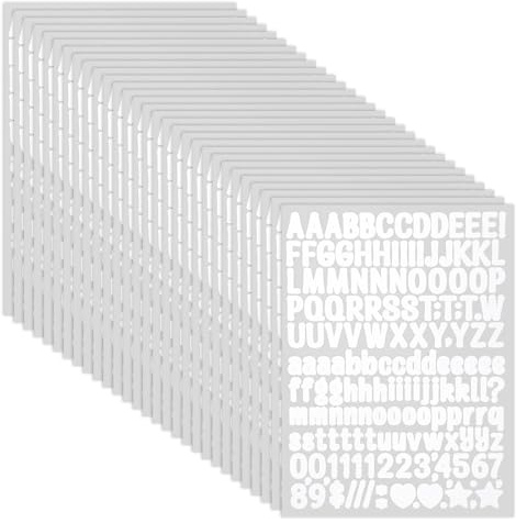Larrel 30 Blätter/4560 Stück Buchstaben Aufkleber, Selbstklebendes Zahlen Buchstaben Kit Wetterfest Weiß Klebebuchstaben Vinyl Klebebuchstaben für DIY Scrapbook Kunsthandwerk Karte Grußkarte