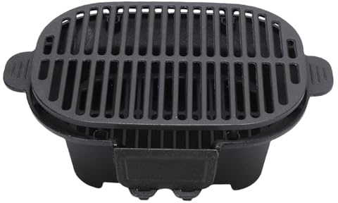 Zerodis Poêle Hibachi Rond en Fonte, Cuisine en Plein Air avec Cuisson Efficace, Répartition Uniforme de la Chaleur, Conception Compacte pour les Barbecues de Camping et les Petits