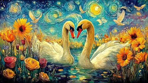 Black-and-White-Swans-with-Heart-Shaped-Roses Papier recyclé Puzzle 1000 pièces Défi de Jeu éducatif Cadeau Amusant & Activité Maison Idée Cadeau Parfaite pour Femmes et Hommes 38x52/1000 pièces