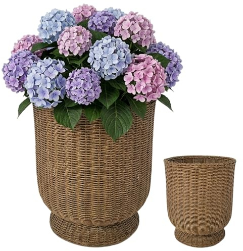 Tsawntd Vaso in Rattan, Cesto per fioriera Intrecciato Marrone Naturale per Piante da Interno ed Esterno, Vaso Decorativo in Vimini per Fiori, 13, 4x15, 7 Pollici