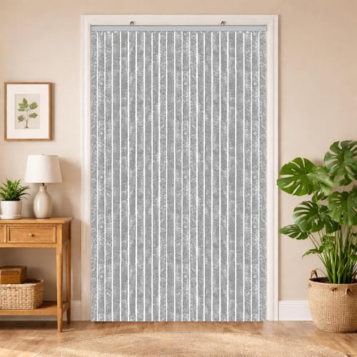 Tenda in Ratina per Porte e Finestre Efficace Protezione dagli Insetti - Migliora la Privacy - Tagliabile su Misura - Telaio in PVC Regolabile - con Ganci Scorrevoli - Grigio - 100x220