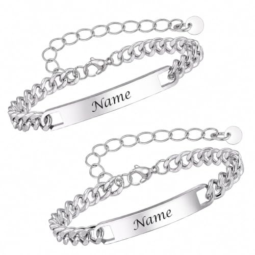 Partnerarmbänder mit Gravur Personalisierte Armbänder Armband mit Gravur | Freundschaftsarmband Pärchen Armband Personalisierbares Partnerarmband Edelstahl für Paare Herren Damen Valentinstag