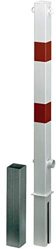 Alberts 781590 Absperrpfosten Passau | wahlweise in verschiedenen Ausführungen | zum Einbetonieren, herausnehmbar | weiß | Pfosten 70 x 70 mm | Höhe über Boden 100 cm