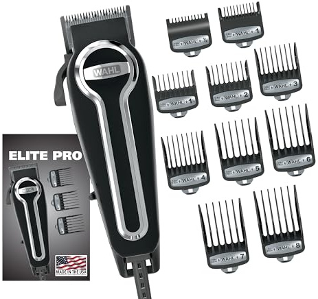 Wahl USA Elite Pro High-Performance Corded Home Haircut & Grooming Kit for Men – Electric Hair Clipper – Model 79602M