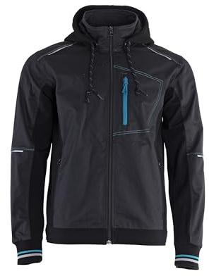 Stenso Revolt 4Stretch Arbeitsjacke Herren, Elastische Arbeitsjacke Männer Stretch mit Abnehmbarer Kapuze, Hoher Baumwollanteil, Reflektierende Elemente, Verstellbare Taille Grau/Schwarz 62