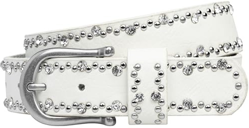 Caspar GU292 Damen Gürtel mit dezentem Strass und Nieten Dekor
