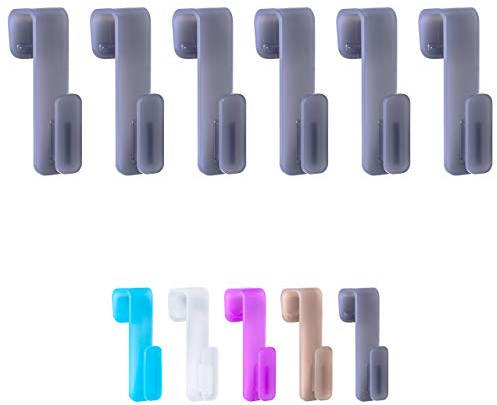 WELLGRO 6X Rundheizkörperhaken - Top Qualität Made IN Germany - Haken für Handtuch - Heizkörperhaken - Handtuchhaken - Farbe wählbar, Farbe:Grau