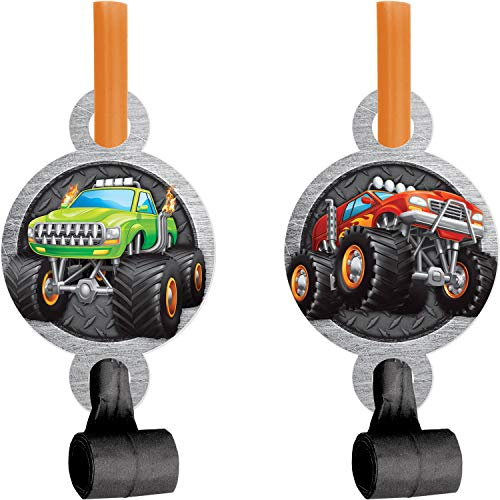 Creative Converting Monster Trucks Party Blowouts, 5.25 x 2.5in, 8 ct