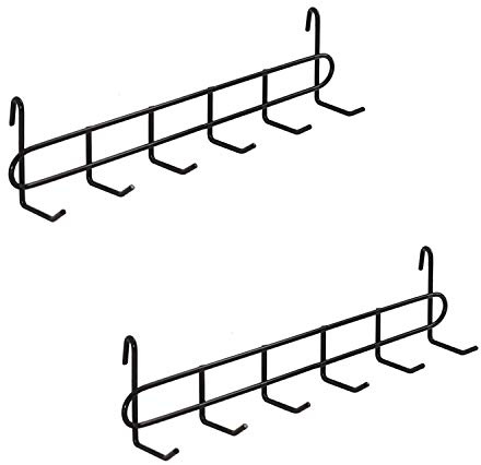 FRIADE Svart rutnät krokar ställning för vägg rutnät panel, hängande krokar för vägg rutnät förvaring och skärm, storlek 27 cm x 7 cm x 4,6 cm, 2-pack