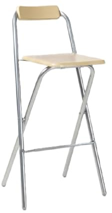 HOMION Folding Breakfast Chair Wooden Bar Stool with Rubber Covered Footrest for Kitchen Fold able Bar for Restaurant Kitchen Living Garage Camping Campervan Aisle Chair Aisle Stool Office (Natural)