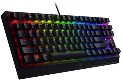 Razer BlackWidow V3 Tenkeyless Mechanical Gaming Keyboard: Razer Mechanical Switches - Chroma RGB Lighting - Compact Form Factor - Programmable Macro Functionality - USB Passthrough (Renewed)