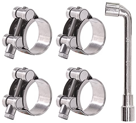 Glarks 4Pcs 32-35mm T-Bolt Hose Clamps 304 Stainless Steel Heavy Duty Ear Clamp Tube Clamp Adjustable Pipe Clamps for 1.26''-1.4'' Dia Range Hose (32-35MM)
