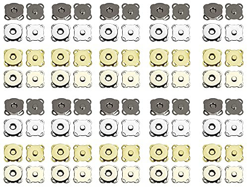 STCRERAG Magnetknöpfe 40 Paar Magnetverschluss Nähen 14mm Magnet Druckknopf Metall Magnetknopf Tasche Gold/Silber/Bronze/Schwarz Magnetische Knopf Druckknöpfe zum Einnähen für DIY Mäntel Jacken
