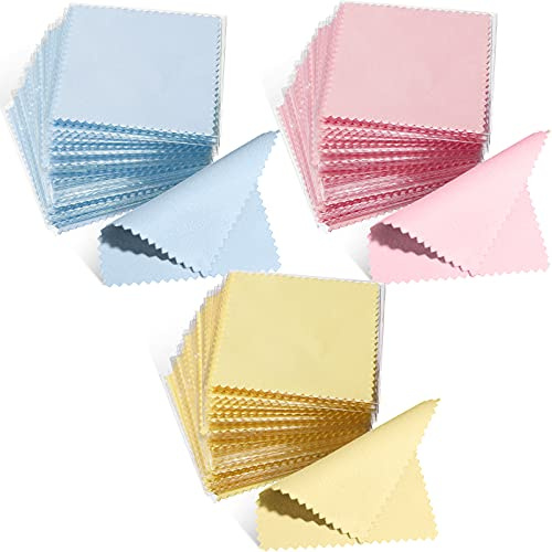 150 Pieces Jewelry Cleaning Cloth Colorful Polishing Cloth Soft Silver Polish Cloth Individually Wrapped Silver Jewelry Cleaner for Silver Gold Platinum Jewelry Glasses Watch Coins, 3.15 x 3.15 Inch