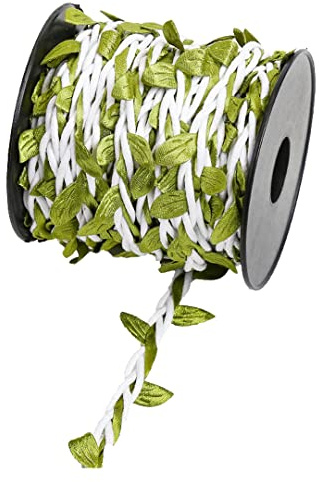 2 rollos de cordel de yute encerado con hoja de simulación trenzada de vid artificial natural de hoja de arpillera cinta creativa de cáñamo blanco