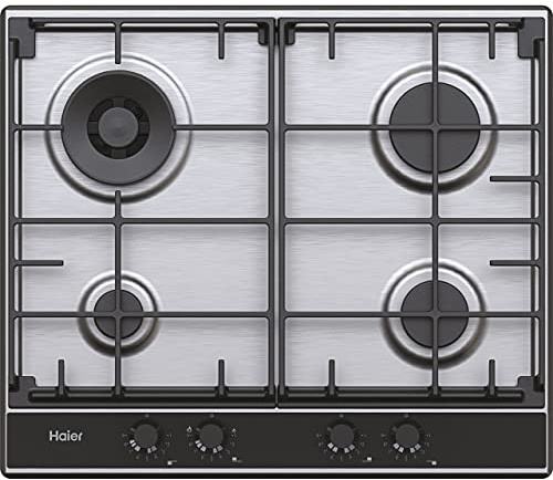 Haier Serie 2 HAHG6BR4S2X Gaskochfeld, 60 cm, Schwarz/Edelstahl