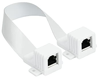 Good Connections Porta porte Ethernet RJ45, estremamente piatto, presa RJ45 su entrambi i lati, lunghezza totale con connettore: 25-27 cm, lunghezza flessibile 18 cm, bianco