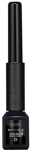 L'Oréal Paris Infaillible Eyeliner Liquido, Effetto Vinile per Linee Audaci ed Impeccabili con Tenuta 24H, Finish Lucido, Applicazione Controllata e Precisa, Formula Waterproof, Tonalità: Vinyl Black