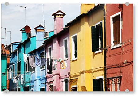 artboxONE Acrylglasbild 60x40 cm Reise Venedig Burano Color Blocking - Bild venedig farbenfroh Gute Laune