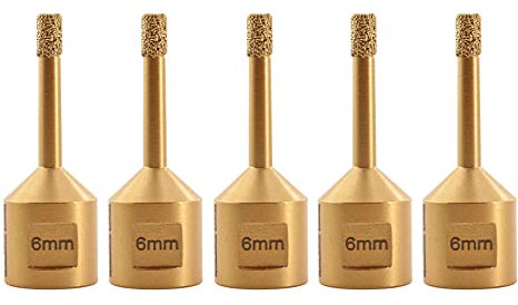 SHDIATOOL Diamond Core Drill Bit,Hole Saw Cutter 6mm M14 Thread for Concrete Granite Marble Porcelain Tile Masonry Brick,5PCS