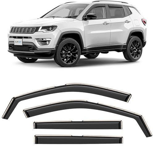 CLIM ART Windabweiser für/kompatible mit Jeep Compass 16-26 - Kanal 4 St. | Regenabweiser Autofenster Regenschutz Jeep Compass II – bruchsicher Polycarbonat, kratzt nicht, wetterfest, frischluft