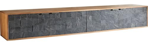 TV-Board Teele Akazie Natur Schiefer 200 cm 4 Türen Lowboard schwebend