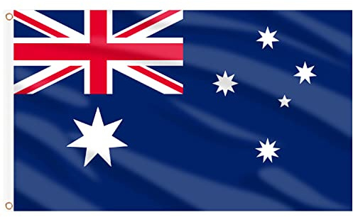 AhfuLife Australien Flagge 90 x 150 cm für 2026 WM, 2 Stück Australien Fahne Leuchtenden Farben mit Messing-Ösen, Australien Flag für Olympische Nationaltag Balkon Garten Draußen und Drinnen Deko