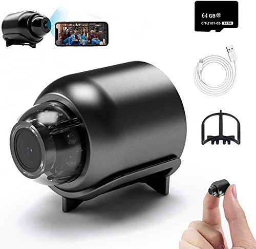 AMABEA Mini caméra WiFi 1080p HD, vision nocturne incluse, mini caméra WiFi portable 1080p Full HD, caméra IP WiFi 1080p HD vision nocturne caméscope à distance pour la maison, le bureau, le magasin