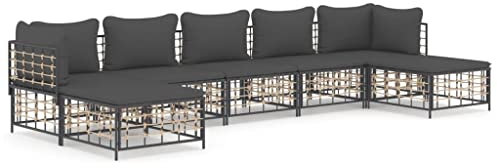 Tidyard 7-TLG. Gartenlounge, Balkonlounge, Gartensofa, Terrassensofa, Loungesofa Outdoor, Loungemöbel Garten Rattan, Gartenmöbel Set Rattan Wetterfest
