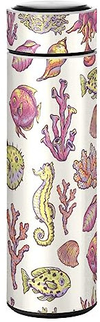 KAAVIYO Cartoon Fisch Meer Aquarell Wasserflasche Wasserkanne Edelstahl Isolierte Isolierflasche Auslaufsicher