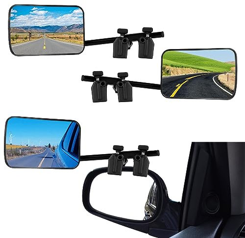 Caravan Towing Mirrors, External Motorhome Mirrors, Universal Adjustable Motorhome Wing Mirrors Extensions for Towing Safe, Rearview Mirror with Clamp for Cars Trailer Van SUV Trucks Touring 1Pair