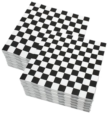 100 Stück karierte Einweg-Papierservietten, kariert, schwarz-weiß, Gingham-Papierservietten für Picknick, Grillen, Hochzeit, Geburtstag, Party