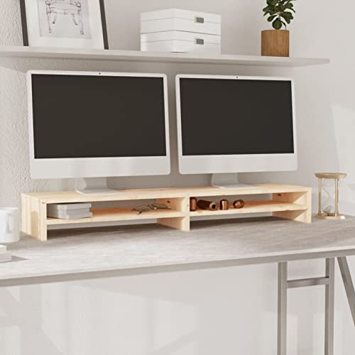 BaraSh Monitorständer 100x24x13 cm Massivholz Kiefer Schreibtisch ZubehöR Bildschirm StäNder Monitor Shelf Computer Monitor Stands