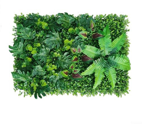 Paneles de pared para plantas de césped artificial, 40 x 60 cm, paneles de setos de boj artificial, valla de pared de privacidad de hiedra para decoración del hogar, jardín, interior y exterior, da un