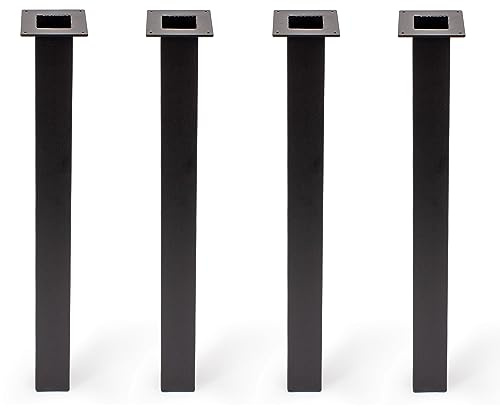 STABLEDESK Tischbeine Metall Schwarz - Tischfüße - Möbelfüße - Möbelbeine - 72cm Höhe, 50×50mm Profil - 4 Stück