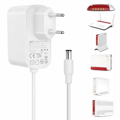 Tonton Netzteil 12V3A kompatibel für alle AVM Fritzbox WLAN Router und Telekom Speedport Smart – Extra langes Kabel 2m – Passend weiß für Fritz Box 7590 DSL, Cable, LTE – Fritz!Box