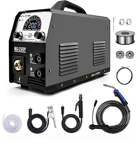 Kit de soldador, Mig Welders Pulse, Mig Aluminio Gas Gasless Mig, 4 en 1 Máquina de soldadura semiautomática para metal, electricidad, bricolaje (Color : With 1kg Flux Core, Size : 1)