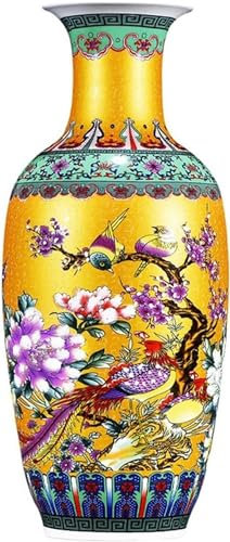porcelaine Ancienne Chinoise, Vase Antique en émail de Couleur Grand Format, décoration de Composition Florale, Ornement décoratif