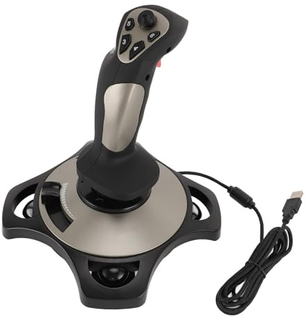 Asixxsix PC Flight Joystick with Vibration Function Throttle Control, 4 Axis Control, 12 Programmable Buttons, Compatible with 7 8 10 11, Easy Plug and Play Wired Gamepad Flight Stick