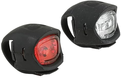 MVTEK Kit de Faros Delanteros y Traseros Twins. Kit de Luces de Bicicleta de Silicona Compacto y Ligero. Luz Delantera y Trasera 2 LED Superbright. Montaje Universal.
