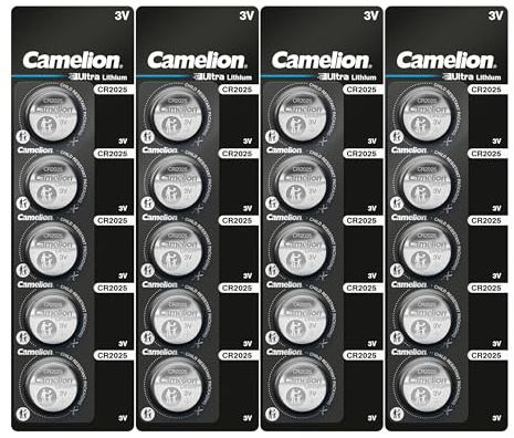 CAMELION Lot de 20 piles bouton au lithium (CR2025, 20 pièces)