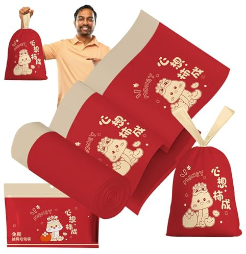 Sac à ordures, pour les ordures avec cordon de serrage,Sacs de collecte des déchets du Nouvel An | Sac poubelle avec fermeture à cordon pour espace de travail, restaurant, cuc