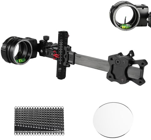 SHARROW Bogenschießen Compound Bogenvisier 1 Pin Aluminium Mikroverstellbare Bogen Visier mit 4X 6X 8X Linse für Zieljagd Schießen (TX3610, Bogenvisier mit 6X Linse)