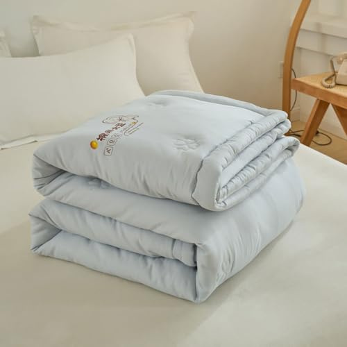 DOTBUY-SHOP Quilted Bedspreads, Solid Color Quilt Bed Throws Cotton Filling Duvet Super King Single Double Size Children's Bed Quilted Throw for All Season (Duck Egg Blue,200cm×230cm)