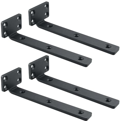 Mooche Lot de 4 Supports d' Étagère Flottants, 15 x 5 CM, Noir | Équerre Étagere Durable et Pratique, Equerre Etagere Murale avec Vis