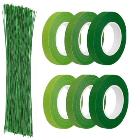 WUWYOUWL Blumenfertigungs kit, 6 Rollen Blumenband 100 Blumendraht (106) | DIY Floralen Handwerken, DIY-Bouquet Stem Wrap Florist, Blumenanordnung Werkzeuge, Handwerk Perlen Kranz Herstellung Zubehör