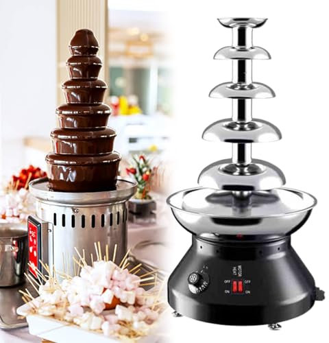 GESAIDES Macchina per Fontana di Cioccolato, Fontana per Fonduta di Cioccolato, per Feste, Compleanni, Matrimoni, Cioccolato, Nacho, Formaggio, Salsa Barbecue, liquori,5tiers-Black