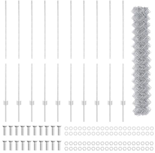 vidaXL Fence with Posts Silver 1.4 x 10 m Steel, Garden and Terrace, Durable Outdoor Fence, Customizable Boundary Barrier, Protective Enclosure, Weather Resistant Panels