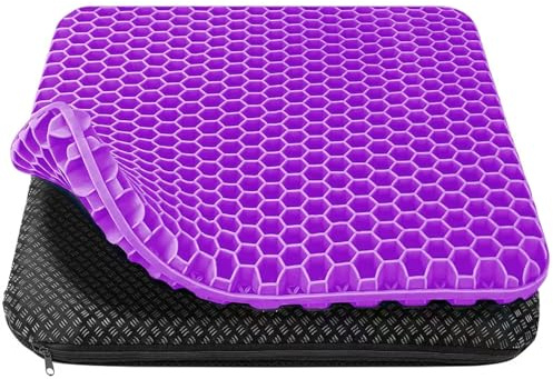 HSSGGV Cojin de Gel,Cojin Silla Oficina,Cojín antiescaras- Suave y cómodo con Funda extraíble, Adecuado para sillas de Oficina, Coches, sillas de Ruedas, sillas de Juego (Morado, 43 * 39 * 4)